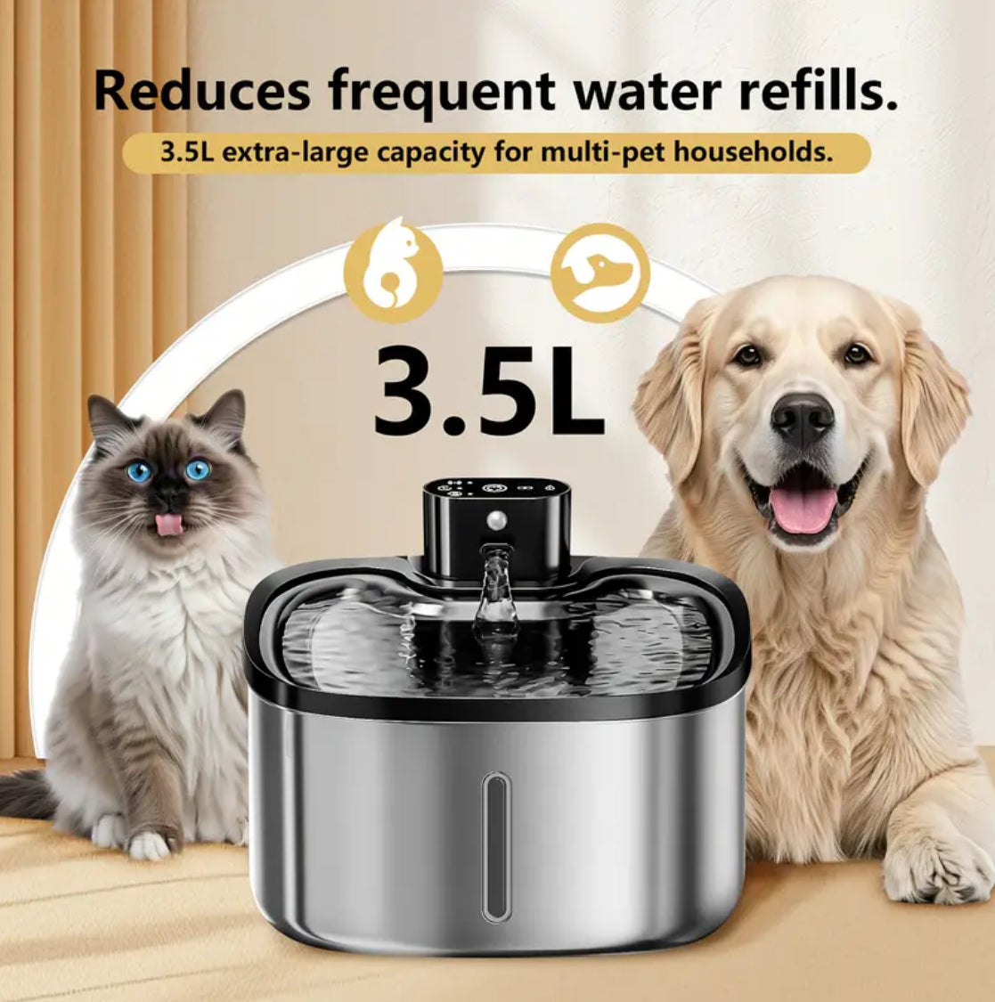water fountain for cats and dogs نافورة الماء للقطط و الكلاب